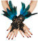 keland Feder Handschuhe Halloween Spitzenhandschuhe Federhandschuhe Maleficent Kostüm Damen (Saures Blau)