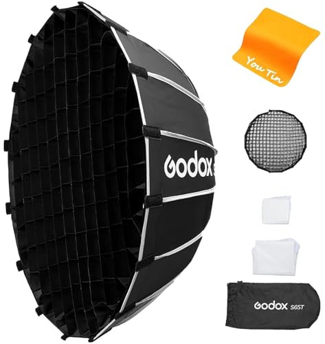 GODOX S65T Softbox 65 cm con griglia, chiusura rapida, supporto standard Bowen, rimovibile, pieghevole per Studio Speedlite Monolight