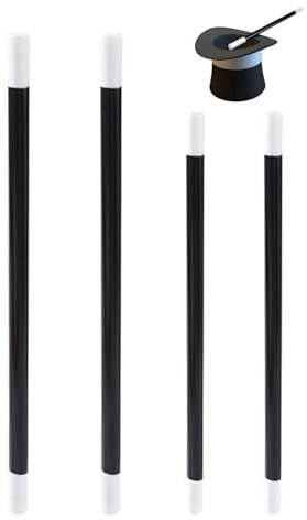 LOZTBUE 4pcs baguettes magiques, baguette magique en plastique noir, baguette magique, sans danger pour les mains, rétractable, science-fiction, mystère, jouet pour enfants