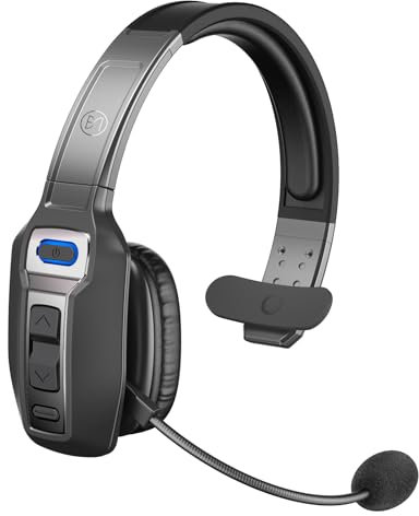 BRAMMAR Cuffie Bluetooth Trucker con microfono AI con cancellazione del rumore AI e pulsante mute, cuffie Trucker con 65 ore di autonomia, multitasking 5.2 per camionisti/telefono