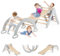 GOPLUS Klettergerüst Indoor, 4 in 1 Kletterdreieck & Kletterbogen & Leiter & Rutsche, Sprossendreieck Spielplatz zum Klettern, Rutschen und Wippen, für Kleinkinder ab 1 Jahre (Grau)