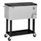 Bonnlo Rolling Ice Chest 80 Quart, Stainless Steel Beverage Cooler Cart with Shelf, Drinks Bucket on Wheels with Bottle Opener for BBQ Party, Silver Grey