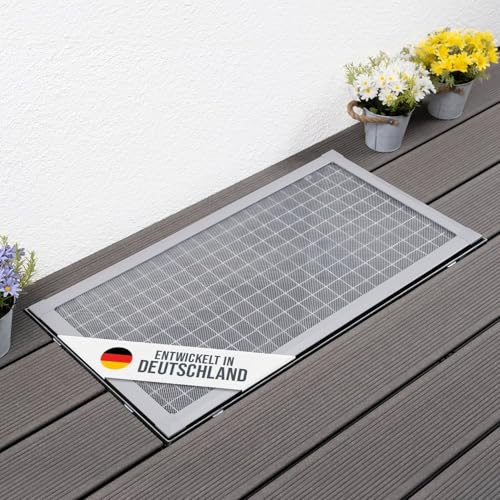 empasa Lichtschachtabdeckung 'EXPERT' mit Schnellverschluss und Alu-Rahmen | Kellerschachtabdeckung, kürzbarer Selbstbausatz, Material: EVA-Gewebe, Farbe: silber, Größe: 60 x 115cm