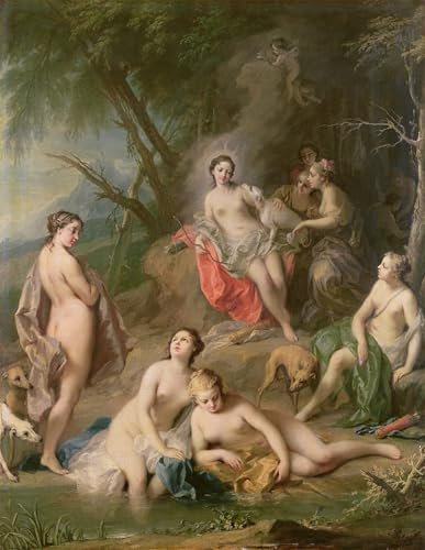 XcBAIHOUD Vintage Wandkunst Bilder Kunstdruck Wanddeko Diana beim Baden mit ihren Nymphen von Jacopo Amigoni Wanddekoration Landschaft für Wanddekoration 60x90cm