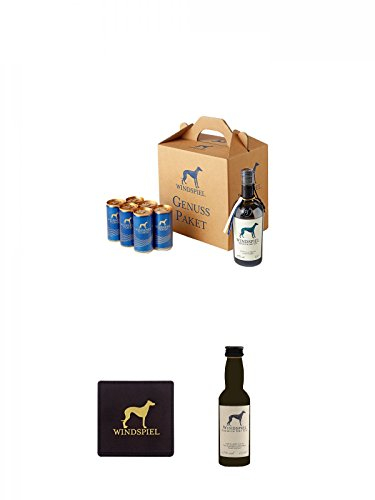 Windspiel Gin & Tonic Genusspaket 1 Stück (6 Dosen) + Windspiel Lederuntersetzer 1 Stück + Windspiel Premium Dry Gin Deutschland Miniatur 0,04 Liter
