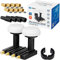 hb-digital Monoblock Quad LNB UHD MB 404 S LNC | für 4 Teilnehmer/Receiver Direkt & 2 Satelliten: Astra 19,2° Hotbird 13° Full HD TV 3D 4K Schwarz Black + 4X F-Stecker vergoldet + 2X Gummitüllen