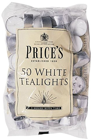 Prices Patent Candles Teelichter, Tasche, weiß 50 Stück