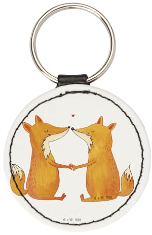 Mr. & Mrs. Panda Rund Schlüsselanhänger Füchse Liebe - Geschenk, Schutzengel, Freundin, Glücksbringer, Taschenanhänger, Liebespaar, Fuchs, Paar,