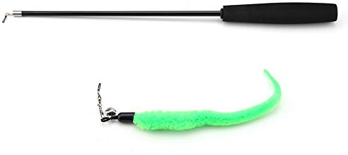 Interaktives Katzenspielzeug Wurm Katzenspielzeug Hochelastisch Katze Spielzeug Feder Zauberstab Einziehbarer Katze Feder Spielzeug(Schwarze Stange)