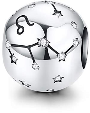 LaMenars Damen 12 Konstellationen Sternzeichen Stern Bead Charms 925 Sterling Silber Anhänger für Pandora, Chamilia & European Charm Armbänder & Halsketten (der Löwe: 7.23-8.22)