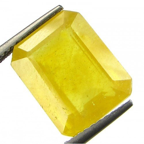 Bhairaw Gems Natürlicher zertifizierter gelber Saphir Pukhraj Steinschliff, quadratisch, 10,25 Ratti, Kristall, gelber Saphir, Kristall, Gelber Saphir