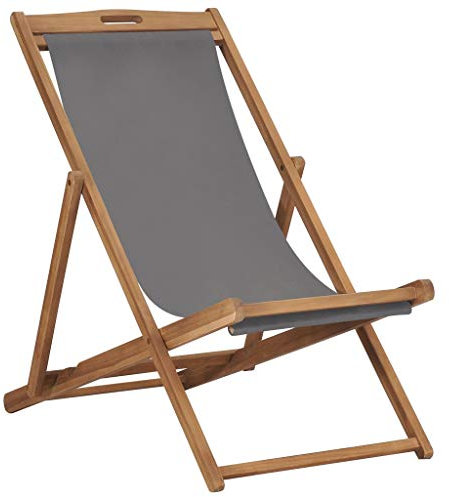 Tidyard Klappbare Strandstuhl Strandstuhl Gartenmöbel Liegestuhl Gartenstühle 56 x 105 x 96 cm,Sonnenliege Gartenliege Campingstuhl Campingliege Strandliege aus Massivholz Teak,Sitzhöhe:40 cm