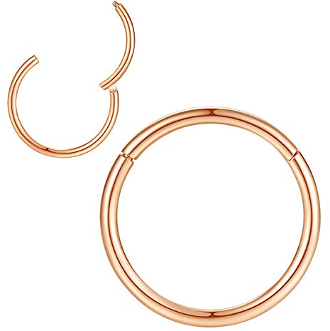 1,2mm 6mm Reifen Nasenringe für Männer und Frauen Nasenring Nasenring Reifen Roségold Septum Clicker Scharnierring 316L Chirurgenstahl Körper Piercing Ohrringe für Knorpel Helix Ohrkolben Daith Rook
