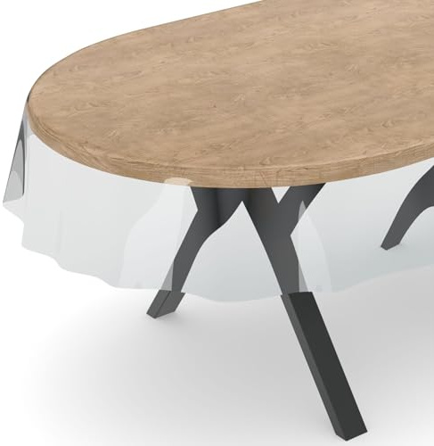 ANRO Transparente Tischdecke Schutzdecke Glasklar Durchsichtig Klarsichtfolie - Marta - 0,3mm Oval 200x140cm Farbe Transparent