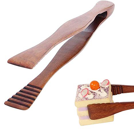 Yhuasia Wooden Food Tongs, Brown, 26.5 cm x 6.5 cm, 1 Pair