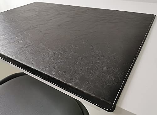Gewinkelte Schreibtischunterlage mit Kantenschutz in Lora Leder 90 x 47 Schwarz