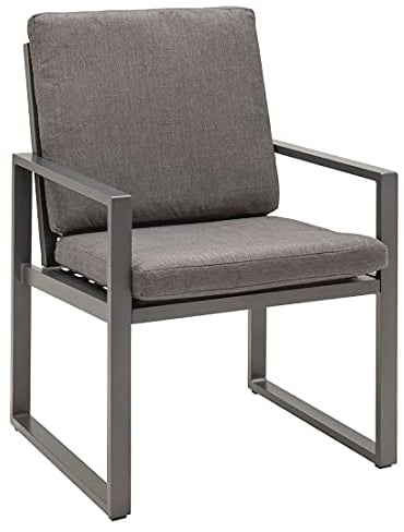 OUTLIV. Diningsessel Sydney aus Aluminium/Polster, modernes Kufendesign, belastbar bis 120 kg, inkl. Sitzkissen, Hochlehner, 62x67x87 cm, Anthrazit/Grau
