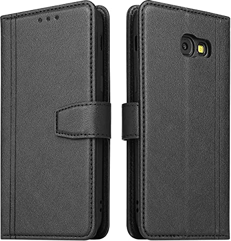 Handyhülle für Samsung Galaxy A3 2017, Leder Handytasche Klapphülle Flip Case Brieftasche mit Kartenfach/Magnetverschluss Lederhülle mit RFID Schutz für Samsung Galaxy A3 2017, Schwarz