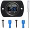 YIXISI DC 12V 24V Wasserdichtes Auto Voltmeter mit LED Digital Anzeige und Montageplatte, Rundes Spannungsmessgerät mit Klemmen, Mini LED Spannungsprüfer für Boot Fahrzeug Motorrad LKW ATV UTV, Blau