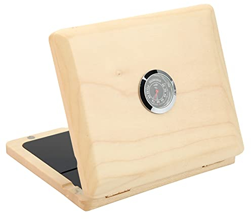 Dilwe Reed Case, Massivholz Saxophon Klarinette 5-Reeds Case Holder mit Hygrometer Sax Reed Storage Zubehör(Holzfarbe)