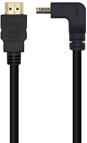 AISENS Cable HDMI V2.0 Acodado Premium Alta Velocidad / HEC 4K@60Hz 18Gbps. A/M-A/M. Negro. 1.0m