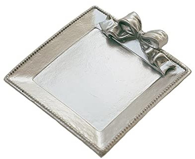 51buyoutgo Silver Candle Plate, Decorative Candle Display Tray Dish Mat Coaster, Small Silver Candlestick Candle Holders Set for Living Room Tables Home Decoration Bedroom