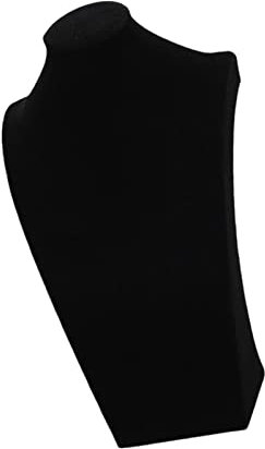 perfk Velvet Necklace Display Pendant Chain Organizer Necklace Jewelry Display Model Bust Stand for Fair Shelves Business, 34cm Black