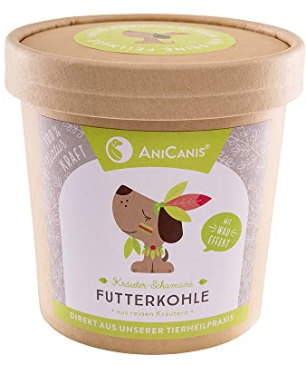 AniCanis Futterkohle für Hunde & Katzen - Pflanzen-Kohle Pulver - Magen Darm Immunsystem - Kräuter Futterzusatz vom Tierheilpraktiker - 100g