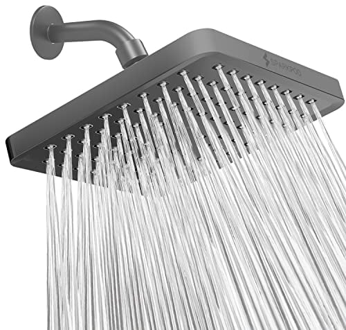 SparkPod Fixed Shower Head - High Pressure Rain - Luxury Modern Look - Easy No-Tool Installation - Perfect Adjustable Replacement for Your Bathroom Shower Heads (20 cm Square, Titanium Charcoal Grey)