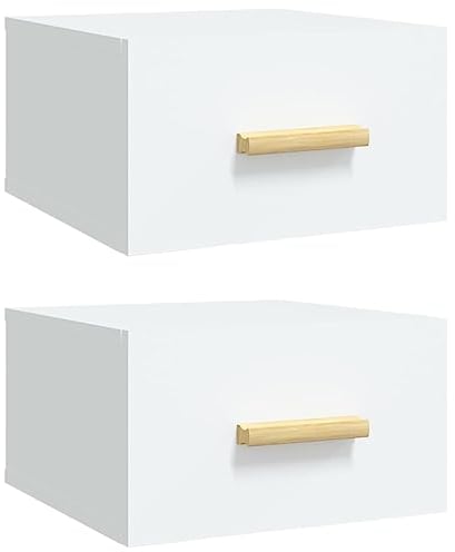 vidaXL 2X Wand Nachttisch Hängend Nachtschrank Nachtkonsole Nachtkommode Schlafzimmer Schrank Kommode Wandschrank Hängeschrank Weiß 35x35x20cm