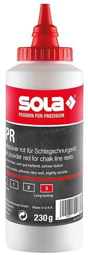 Sola CPR Schlagschnur-Kreide Rot - Füllmenge 230 g - Schlagschnur-Pulver Rot, Ersatz-Kreide für Schlagschnur - beste Hafteigenschaften - widerstandsfähig bei Regen und Wind - schwer entfernbar