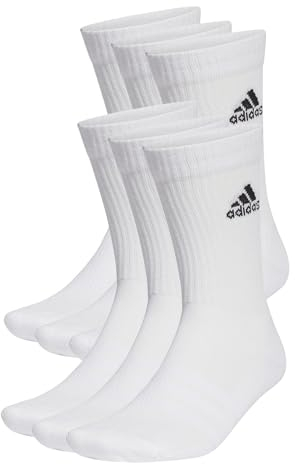 adidas Unisex adulto Cushioned Sportswear Crew Socks 6 Pairs, White / Black, 13-14.5