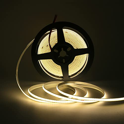KISUFU USB 5V COB LED Strip, 320 LED/M Warmes Weiß TV Hintergrundbeleuchtung, Hochdichte Kontinuierliche Streifen, Dimmbar 3000K, 5m
