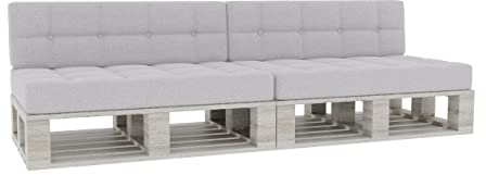 Gutekissen® Palettenkissen Gesteppte Kissen mit Knöpfen, Palettenauflagen Sitzkissen Rückenlehne Gesteppt PFG 2xSet (Sitzkissen 120x80 +Rückenlehne 120x40), Platin