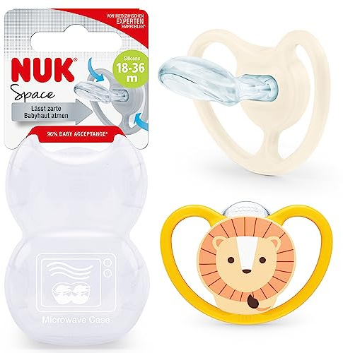 NUK Space ciuccio | 18-36 mesi | Ciucci con ventilazione supplementare per pelli sensibili | Silicone senza BPA | Boy | 2 pezzi