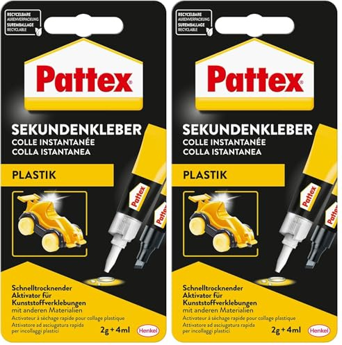 Pattex 1865992 Plastix Sekundenkleber Tube 4ml/2g Blister (Packung mit 2)