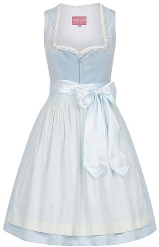 Krüger Dirndl Venedig Damen | Samt hellblau weiß | 50cm Länge