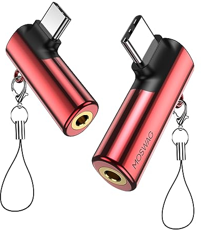 MOSWAG Adaptador USB C a 3.5mm Jack de Auriculares en Ángulo Recto - Tipo C a AUX Audio Dongle de Aleación de Zinc Compatible con Samsung Galaxy S23