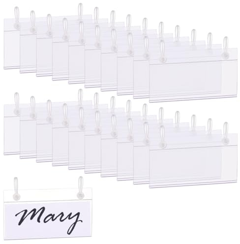 BENECREAT 64 Sets Plastic Wire Shelf Label Holder Basket Label Clips with Easy Button Lock Design Lock Closure Rack Display Price Sign for Supermarket Shop (2.24 x 4inch)