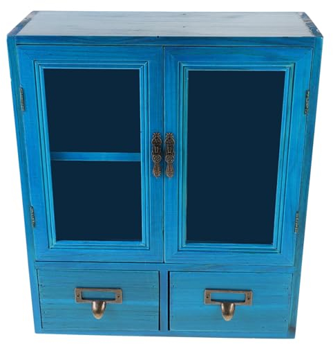 Veemoon Wandschrank Aus Holz Vintage Design Niedriger Schrank Mit Doppeltüren Dekorativer Aufsatzschrank Für Ordnung Im Zimmer Robust Und Langlebig