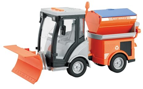 MagiDeal Spazzatrice stradale Camion Simulazione per bambini Spazzatrice stradale 1/16 Veicolo per pulizia pesante Giocattolo per regalo di compleanno per, arancia
