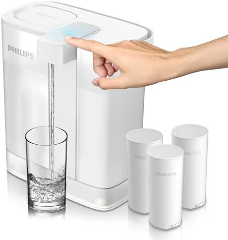 PHILIPS GoZero Next-Gen Instant Wasserfilter Pitcher Wiederaufladbarer Akku Mirco-X Clean Technologie 3L 12 Tassen 1L/min Schneller Durchfluss Arbeitsplatte Gefilterter Wasseraufbereiter Krug für