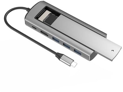 ZEZEFUFU Boîtier SSD USB HUB 6 en 1 USB 3.0 Adaptateur Hub pour ordinateur portable Station d'accueil Adaptateur multiport avec 3 ports USB 3.0, port USB-C et port HDMI