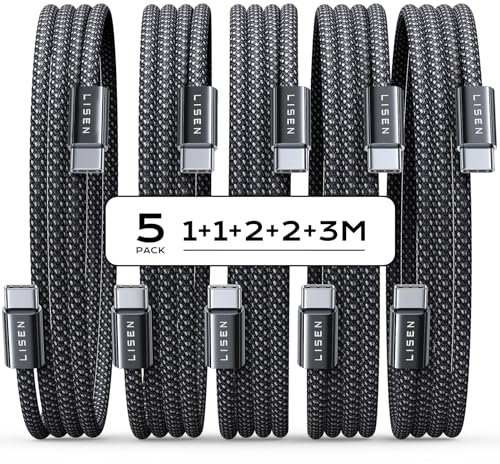 LISEN 60W Kabel USB C, [4er Pack, 0,5M 1M 2M 3M] Datenkabel USB C, PD 3.0 USBC Kabel für iPhone 15 Pro Max Plus, Samsung Galaxy S24, iPad Air/Pro 2024, Tab, Mi, Xiaomi, Huawei, OnePlus