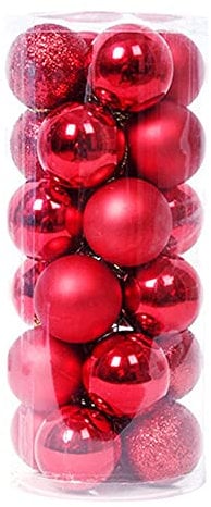 Weihnachtskugeln Weihnachtsbaumschmuck Baumkugeln Weihnachtsdekoration zum Aufhängen, 24 Stück, Dekorationen, Kugeln, Weihnachtsfeier, Ornament, Weihnachtskugeln für Party (TA-Red, One Size)