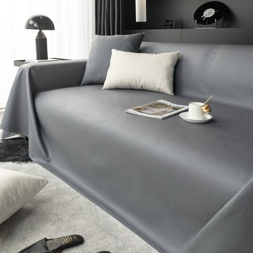 Ayoiow Couchbezug für Wohnlandschaft Sofabezug Grau Sofahusse 1Sitzer Polyester Einfarbig