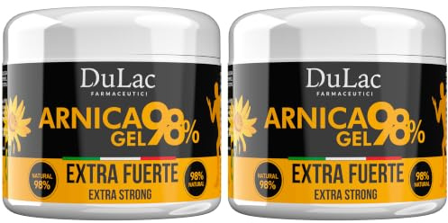 Dulac - Arnica Gel Fuerte 98%, Masaje Muscular y Articular, 2x500 ml | con Menta Piperita y Eucalipto, Ideal Para Masajear Músculos Articulaciones y Zona Cervical, Made in Italy