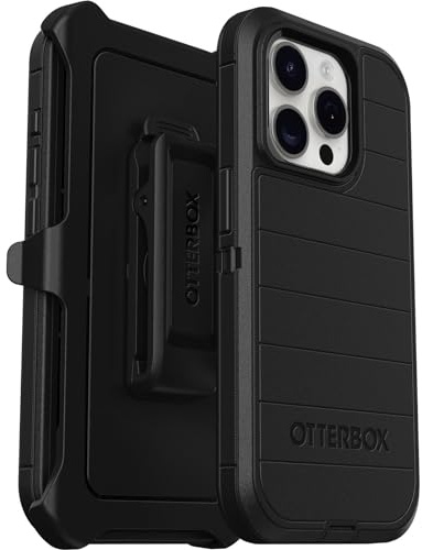 OtterBox iPhone 15 Pro (Only) Defender Series Pro Case - Black, screenless, Rugged & Durable, with Port Protection, Includes Holster Clip Kickstand