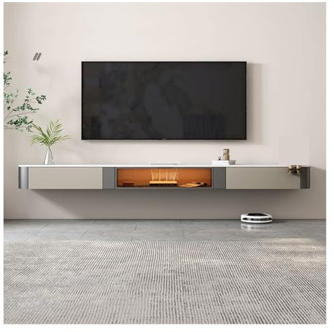 TV Stand Ultra Thin Floating LED TV Stand, 78.7''/86.6''/94.4'' Wall Mounted Entertainment Center for Under TV, Modern TV Stand Shelf TV Cabinet with Rock Plate Tabletop TV Cabinet ( Color : #A , Size