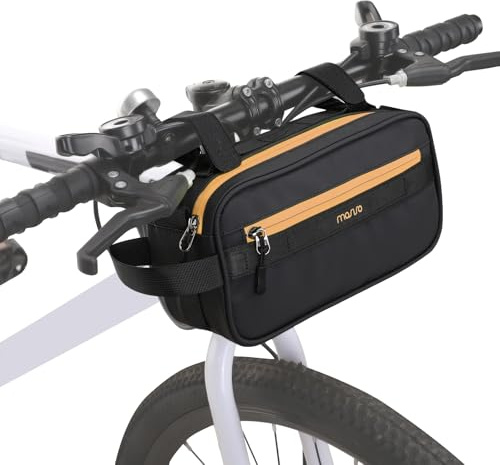 MOSISO Bike Handlebar Bag, Bicycle Frame Case Cycling Front Pouch, Orange | Multifunctional Waterproof Bike Crossbar Front Bag Storage Tool Bag with Shoulder Strap for Women Men Road Mountain Cycling
